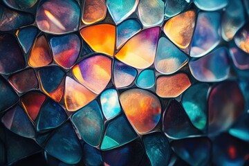 Poster - Abstract image of colorful, irregularly shaped glass pieces creating a mosaic pattern.