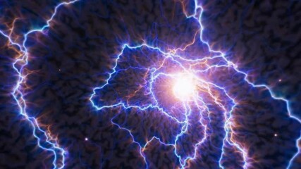 Poster - Powerful electric current forming a spiral shape in the deep space, surrounded by countless stars, creating a mesmerizing and otherworldly scene