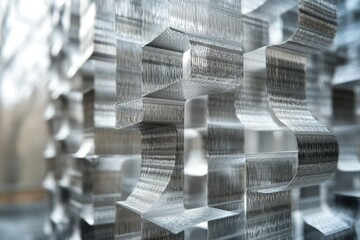 Leinwandbilder - Abstract metallic structure, layered and repeating patterns create a complex, visually engaging design.