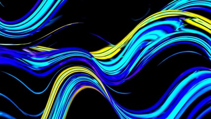 Poster - colorful lines are creating an abstract design, flowing and waving with vibrant hues of blue, yellow