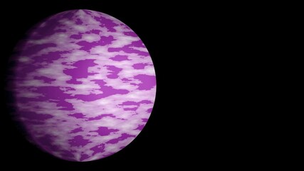 Wall Mural - alien planet rotating on dark background with clouds