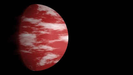 Wall Mural - alien planet rotating on dark background with clouds