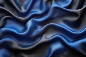 Poster - Elegant blue and black fabric drapes elegantly under soft light showcasing rich texture and depth for design inspiration