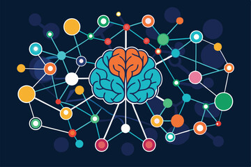 Poster - this diagram illustrates neural connections in the brain, depicting various cognitive functions and 