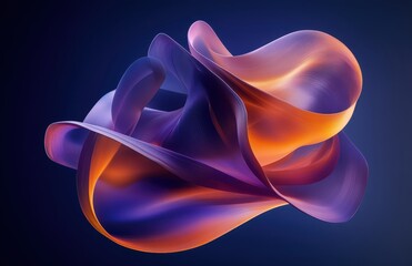 Poster - Abstract digital art composition showcasing fluid shapes and vibrant colors intertwining in a harmonious dance against a dark background