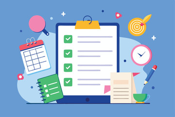 Poster - A digital notepaper is organized with various tasks, appointments, and reminders for efficient planning, Notepaper with tasks and appointments