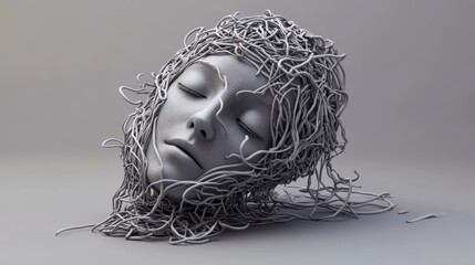 AI and machine learning are like wires and data connecting to a human head 