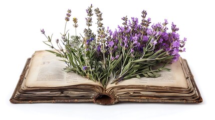 Wall Mural - Open book isolated on white background. 3d illustration. Top view.