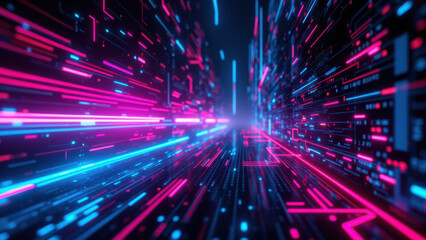 A dynamic digital illustration of a computer interface with colorful abstract elements related to software development and IT operations.
