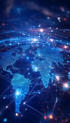 Poster - a glowing digital world map depicting global connections