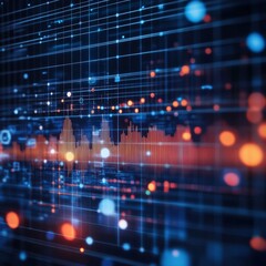 Poster - Abstract Data Visualization: Glowing Grid with Dynamic Signals and Bokeh