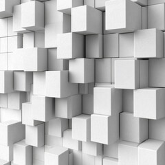 Aufkleber - Abstract White Cubes Background: Modern Geometric Design with 3D Blocks and Minimalist Texture