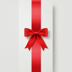 Poster - Elegant Red Ribbon and Bow on White Gift Box, Celebrating Special Occasions with Style