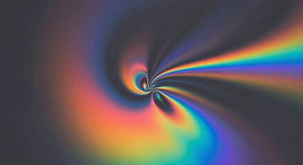 Wall Mural - Rainbow swirl abstract on dark background. Holographic style. Colorful design, banner, poster, website. Copy space