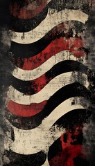 Poster - Abstract painting of waving lines featuring contrasting colors and texture