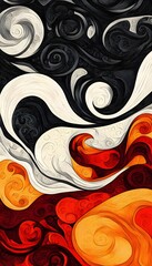 Poster - Abstract art displaying swirly shapes of various colors and textures
