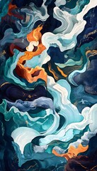 Poster - Abstract painting featuring swirling shapes of color variations and gradients