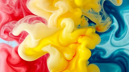 Poster - Colorful fluid motion transitions showcase vibrant hues blending in closeup, Colorful fluid motion transitions pack closeup shot Best use for transition