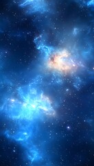 Wall Mural - beautiful cosmic scene of stars and nebula in deep blue