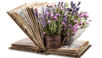 Wall Mural - Open book isolated on white background. 3d illustration. Top view.