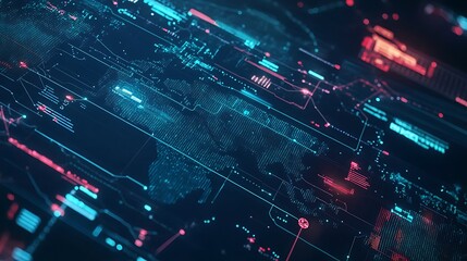Poster - A sleek background featuring a digital map with real-time updates and holographic overlays