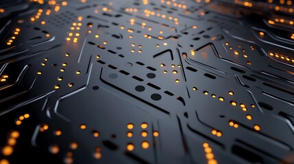 Poster - A sleek background with a metallic surface and integrated LED lights forming intricate patterns