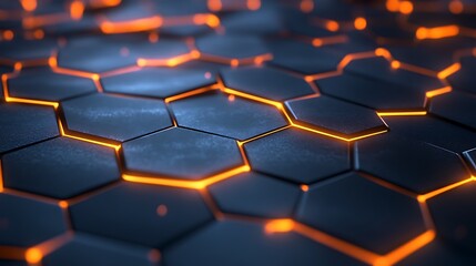 Poster - an abstract background with interconnected, glowing hexagons forming a complex network