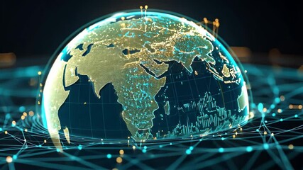  - Global technology network connecting people and places across the Earth in a digital world, 3D Earth Connections Global Technology Woldwide Digital Networkfrom Tokyo,Japan
