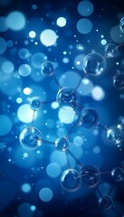 Poster - a molecular structure with a glowing blue background is shown