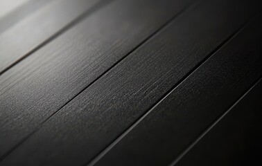 Poster - Close-Up View of Textured Black Wooden Surface with Delicate Grain Patterns and Realistic Shadows for Background or Artistic Projects