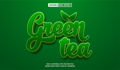 Leinwandbilder - Editable 3d text style effect - Green Tea text effect Template