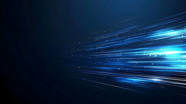 Abstract Blue Data Stream Visualization with Glowing Lines and Futuristic Concept