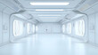 © artzone - Futuristic White Corridor Interior With Geometric Design And Bright Lighting