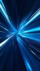 Poster - Abstract Blue Light Streaks Converging Creating Tunnel Illusion Effect