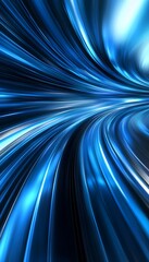Poster - Blue curving light trails representing speed and movement dynamically