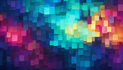 Fototapete - Abstract colorful cube mosaic dynamic pixelated background.