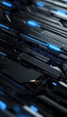 Poster - Abstract technological design featuring sleek black and blue elements