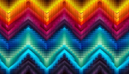 Fototapete - Colorful geometric chevron pattern abstract symmetrical background.