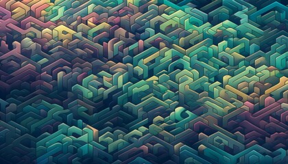 Fototapete - Abstract geometric pattern intricate isometric design.