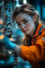 Aufkleber - Industrial engineer working on machinery wearing safety glasses