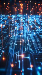Poster - Abstract representation of an illuminated electronic circuit board design