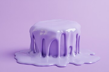Fototapete - A square object coated with dripping glossy purple paint