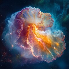 Poster - celestial bloom: a cosmic jellyfish nebula floating amidst the stars in deep space