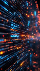 Fototapete - Vivid patterns of light and color create a dynamic digital landscape at night