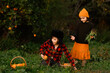© ADDICTIVE STOCK - Children Harvesting Oranges in Lush Green Garden Setting