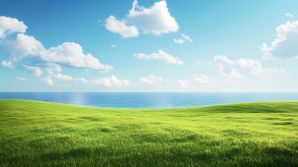 Wall Mural - png green field backgrounds grassland landscape. tranquility - ocean. illustration