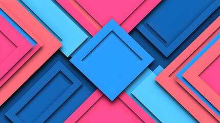 Poster - Colorful Geometric Shapes in Vibrant Pink and Blue Background Design