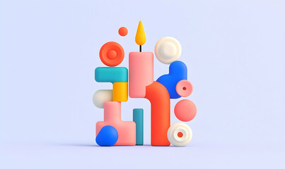 Poster - Colorful Geometric Shapes and Forms on Soft Background for Design