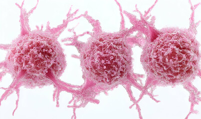 Poster - Microscopic View of Pink Cells with Cellular Projections and Detail