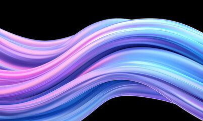 Poster - Colorful Flowing Waves in Soft Pink and Blue Tones on Black Background